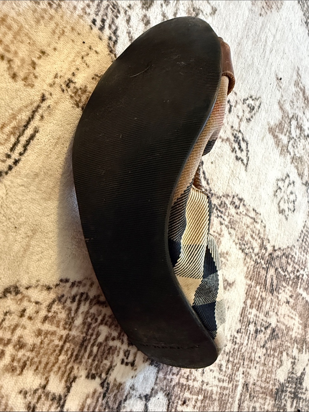 Burberry Brown Plaid Leather-Trim Ballet Flats - Picture 2 of 5